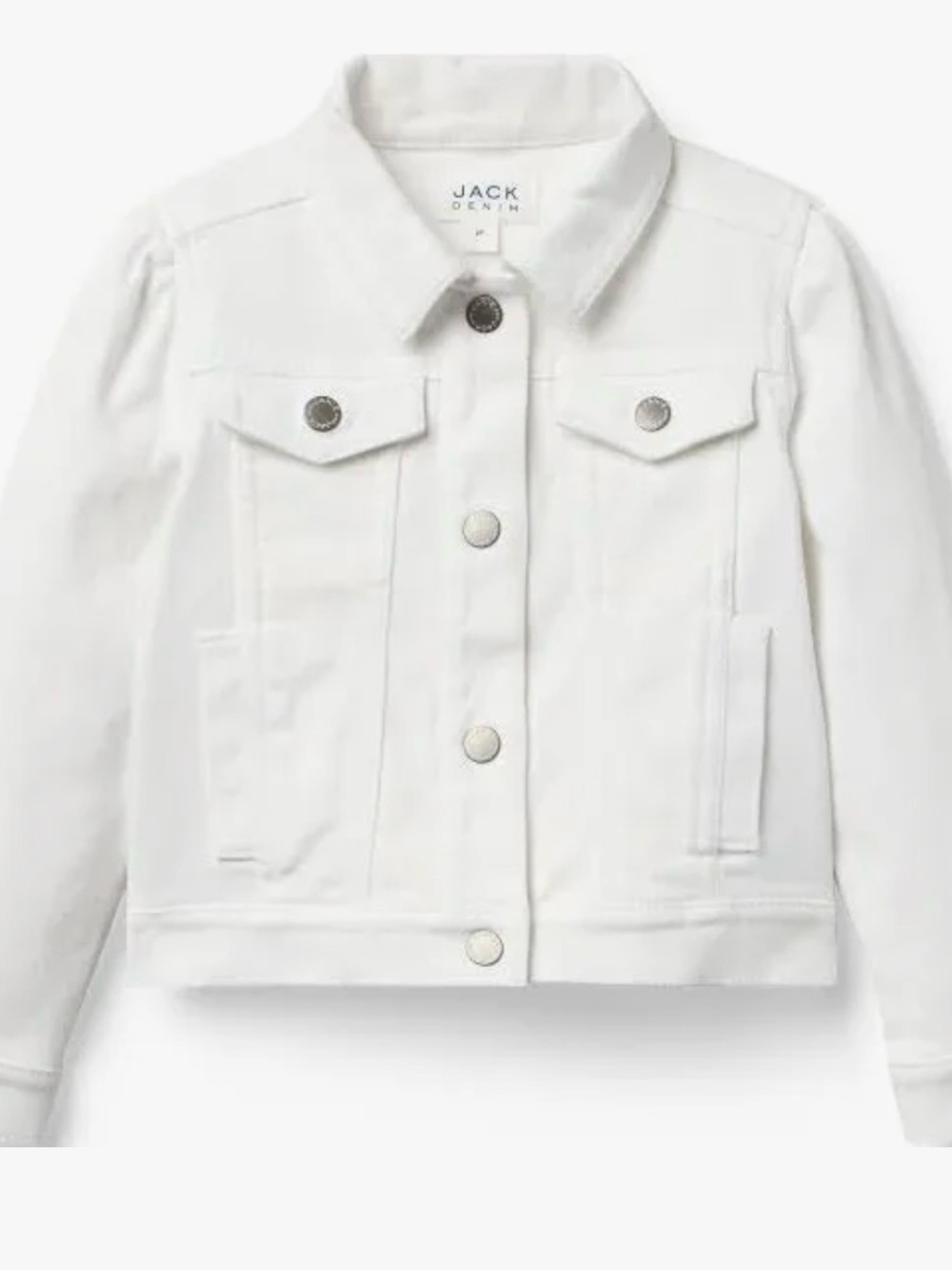 NWT Jack Denim by Janie and Jack White Girls' Denim Puff Sleeves Jacket 18-24m